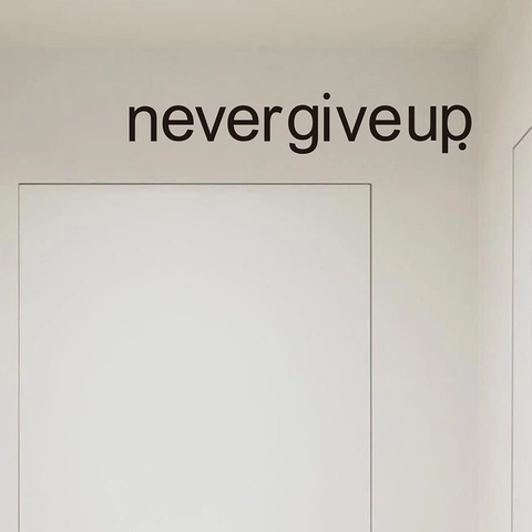 Never Give Up Sticker Mural Motivation Anglais PVC Autocollant Citation Décalcomanie Pour Chambre Salon Décor Maison