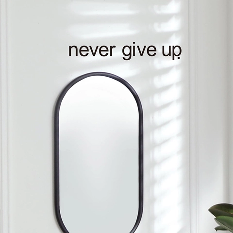 Never Give Up Sticker Mural Motivation Anglais PVC Autocollant Citation Décalcomanie Pour Chambre Salon Décor Maison