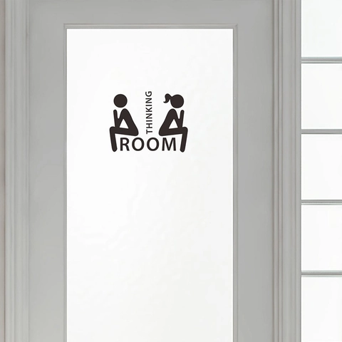 Kreativ Thinking Room Badezimmer Türaufkleber Lustiges Toilette Zeichen Männlich Weiblich Silhouette Abnehmbar PVC Wandtattoo