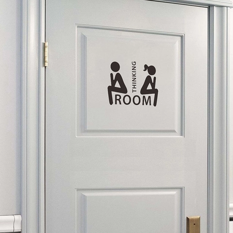 Kreativ Thinking Room Badezimmer Türaufkleber Lustiges Toilette Zeichen Männlich Weiblich Silhouette Abnehmbar PVC Wandtattoo