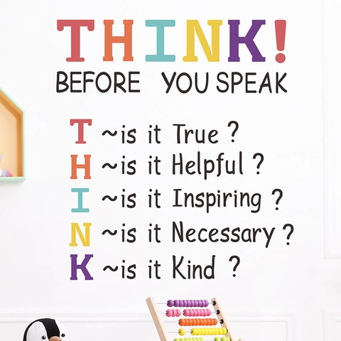 THINK! Before You Speak Educational Wall Sticker Motivational PVC Decal For Kids Room Classroom School Home Wall Decor