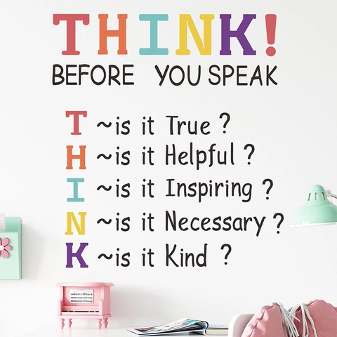 THINK! Before You Speak Educational Wall Sticker Motivational PVC Decal For Kids Room Classroom School Home Wall Decor