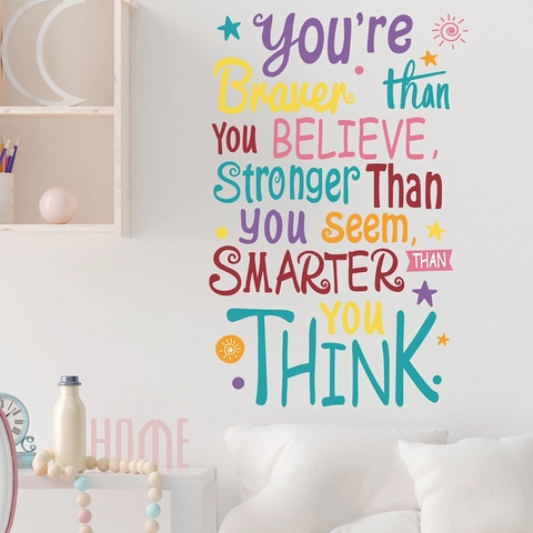 Colorful Inspirational Quotes Wall Stickers PVC Removable Motivational Slogan Stars Sun Self-Adhesive Wall Decals