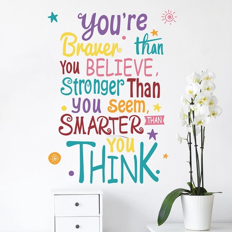 Colorful Inspirational Quotes Wall Stickers PVC Removable Motivational Slogan Stars Sun Self-Adhesive Wall Decals