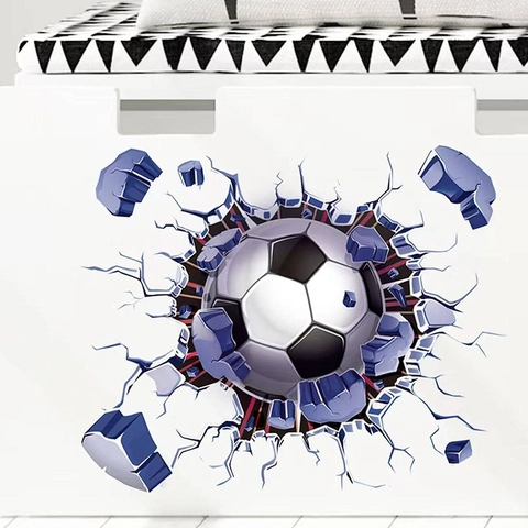 3D Fußball Wandaufkleber Wanddurchbruch Effekt Abnehmbares PVC Wandtattoo Für Kinderzimmer Schlafzimmer Sport Thema Deko