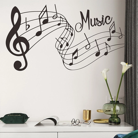 Adesivo da Parete in PVC Removibile Con Note Musicali Pentagramma Decalcomania Artistica per Sala Pianoforte Camera da Letto Soggiorno Casa