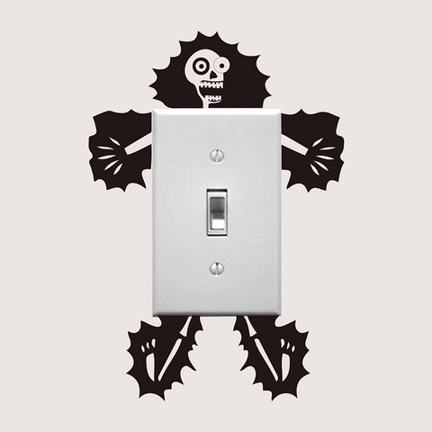Creative Electric Shock Skeleton Switch Sticker Cartoon Monster Wall Decal Waterproof PVC Home Decor For Halloween Bathroom