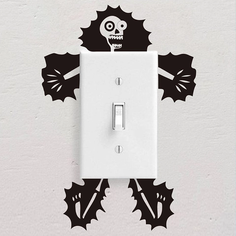 Adesivo per Interruttore Creativo a Forma di Teschio in PVC Decalcomania da Parete per Camera da Letto Soggiorno Halloween