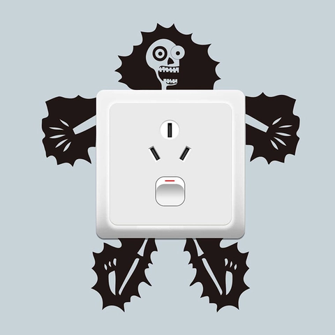 Adesivo per Interruttore Creativo a Forma di Teschio in PVC Decalcomania da Parete per Camera da Letto Soggiorno Halloween