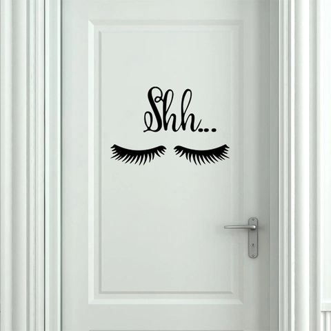 Shh Eyelashes Wall Sticker PVC Self-Adhesive Decal For Bedroom Kids Room Modern Minimalist Home Decor Accessory