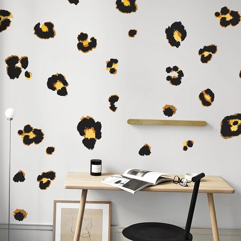 Adesivi Murali con Stampa Leopardata per Camera Bambini Decalcomanie Animali in PVC per Mobili Camera da Letto Guardaroba Casa