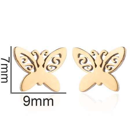 Minimalist Stainless Steel Stud Earrings For Women Cute Hollow Butterfly Cat Rabbit Bee Reindeer Animal Jewelry Christmas Birthday Gift