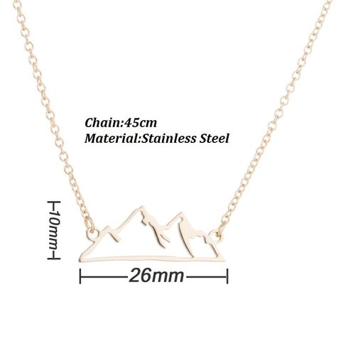 Minimalist Stainless Steel Hollow Mountain Peak Pendant Necklace For Women Outdoor Style Nature Valley Choker Jewelry Gift