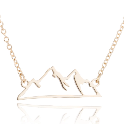 Minimalist Stainless Steel Hollow Mountain Peak Pendant Necklace For Women Outdoor Style Nature Valley Choker Jewelry Gift
