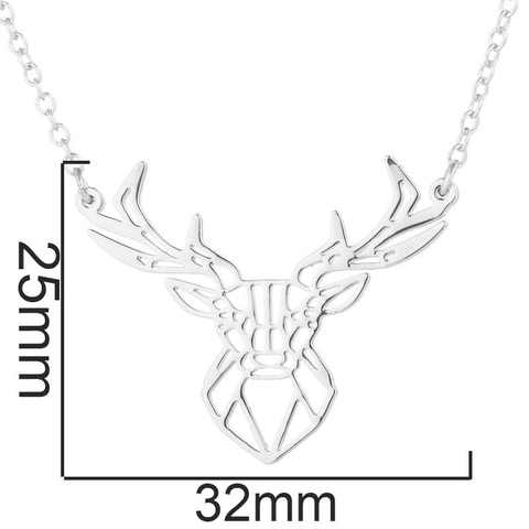 Minimalist Stainless Steel Hollow Geometric Deer Head Pendant Necklace For Women Elegant Antler Clavicle Chain Christmas Jewelry Gift