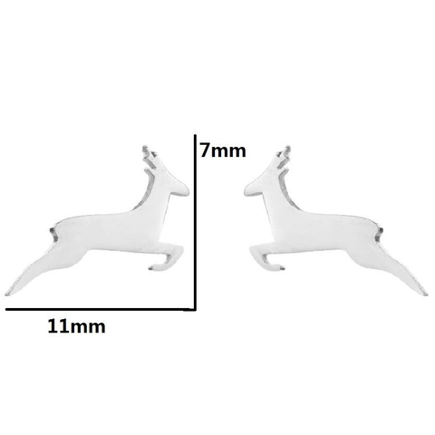 Boucles d'Oreilles Clous Renne en Acier Inoxydable Minimaliste pour Femmes Motif de Cerf Courant Bijoux de Noël Cadeau