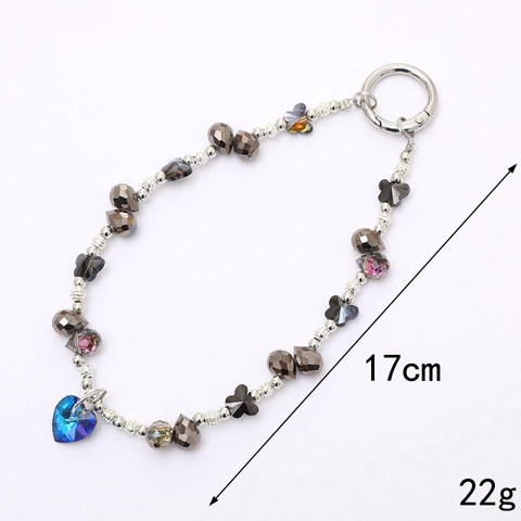 Luxuriöser Herz Kristall Perlen Schlüsselanhänger Schmetterling Anhänger Taschenanhänger Mode Handyband Zubehör Für Damen Geschenk