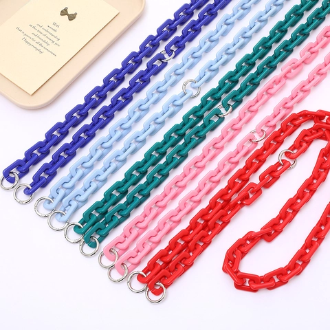 Acrylic Square Bead Bag Strap Replacement Chain For Women Fashion Crossbody Phone Lanyard Accessory Stylish Handbag Chain