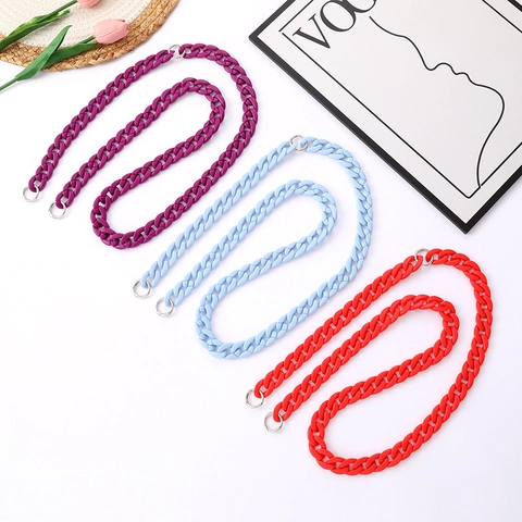 Fashion Chunky Acrylic Link Bag Strap Replacement Crossbody Chain For Women Bag Accessories Shoulder Strap DIY Purse Handle Metal Rings