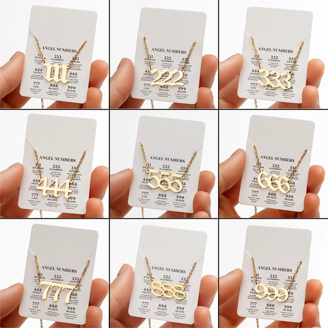 Stainless Steel Angel Number Pendant Necklace Gothic 111 222 333 444 555 666 777 888 999 Unisex Hip Hop Jewelry Gift