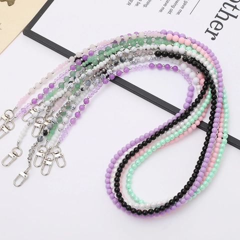 Moda Multicolore Acrilico Con Perline Catena A Tracolla Per Borsa Fascino Telefono Cordino Accessorio Con Lega Chiusure Aragosta Gioielli