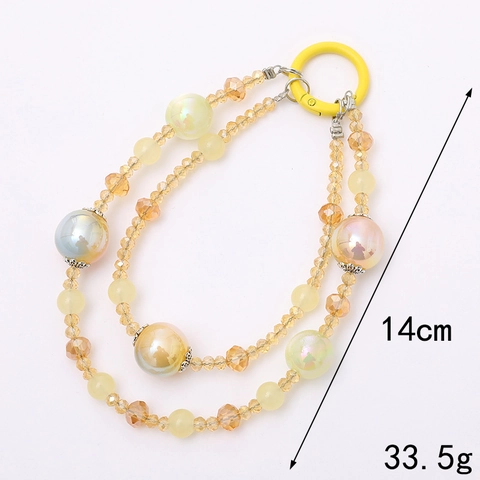 Handgefertigte Acrylperlen Handy-Anhänger Mit Gradient Goldfolie Doppelschichtige Schillernde Kristallperlen Schlüsselanhänger Für Taschen