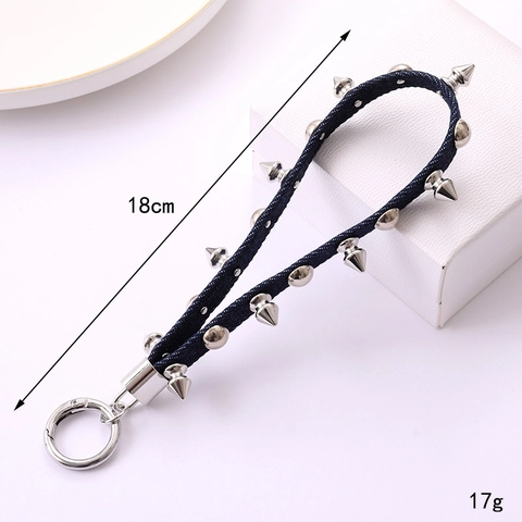 Punk Rivet Artificial Leather Keychain Personalized Exaggerated Spike Studded Bag Pendant For Women Men Fashion Accessory