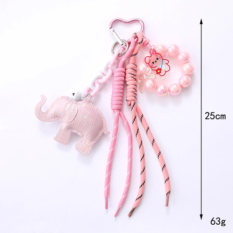 Ciondolo per Borsa Elefante in Pelle Motivo Coccodrillo Corda Intrecciata Portachiavi con Perline Ciondolo Animale Cartone Animato per Donna