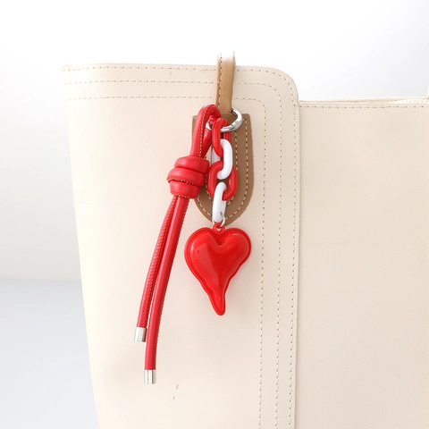 Mode PU Leder Geflochtenes Seil Herz Schlüsselanhänger Tasche Anhänger Handgefertigte Gewebte Schnur Liebe Herz Schlüsselanhänger Für Damen