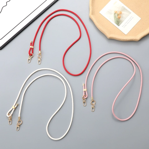 Adjustable Braided PU Leather Phone Lanyard Crossbody Bag Strap Replacement With Gold Alloy Clasp For Women Fashion Accessorie