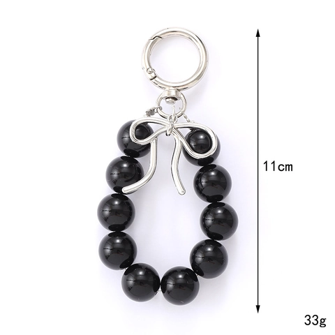 Llavero de Lazo con Cuentas de Moda Coreana Adorno para Bolso de Aleación y Perla Artificial Elegante Colgante para Funda de Móvil Mujer