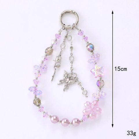 Handgefertigter Perlen Blumen Schmetterling Anhänger Handyband Taschenanhänger Für Damen Rose Quaste Strass Schlüsselanhänger Zubehör