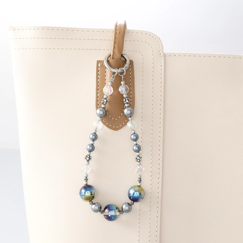 Portachiavi con Perline di Moda per Donna Ciondolo per Borsa Saturno Orb Cuore Perla Artificial Cristallo Perline Cinturino per Telefono Lusso Portachiavi Decorativo