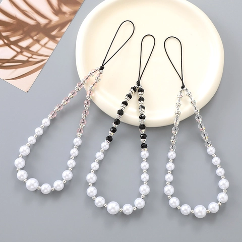 Mode Kunstparel Kralen Telefoonketting Met Strass Accent Anti-Verlies Mobiele Telefoon Lanyard Strap Voor Vrouwen Accessoire