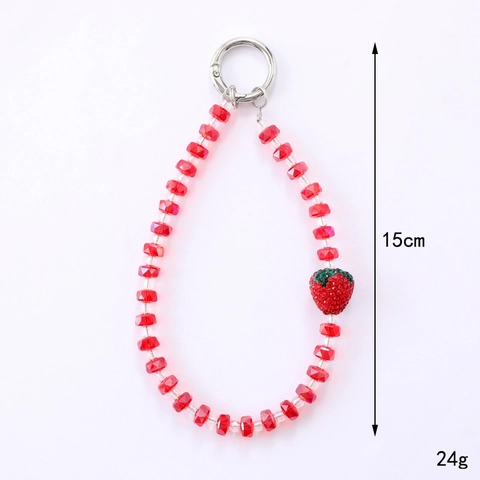 Ins Style Sparkling Rhinestone Strawberry Crystal Beaded Phone Chain Anti-Lost Keychain Μενταγιόν για Γυναίκες Κορίτσια Διακόσμηση Τσάντας
