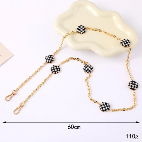 Lanière de Téléphone Bandoulière Mode Chaîne en Alliage Doré Bandoulière de Sac Pendentif Cœur Pied-de-poule Décoration de Téléphone Anti-perte Bijoux