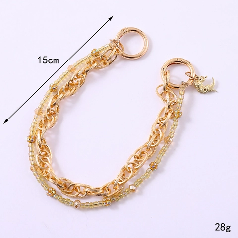 Ciondolo a Forma di Luna Stella Cuore Catena in Lega di Metallo Perla Artificiale Charm per Borsa Catena a Mano Donna Gioielli