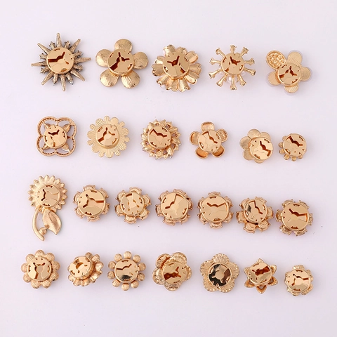 Zinc Alloy Sunflower Flower Star Rhinestone Artificial Pearl Charms For DIY Jewelry Making Shirt Collar Decoration Accessories