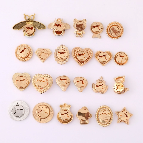 Luxury Alloy Rhinestone Bear Collar Decorative Button Detachable Shirt Cufflink With Artificial Pearl Heart Bee Brooch Accessories For Women