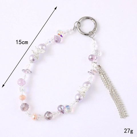 Ciondolo per Borsa in Perline di Perle Artificiali a Farfalla Con Nappa di Strass Portachiavi di Lusso per Donna Moda