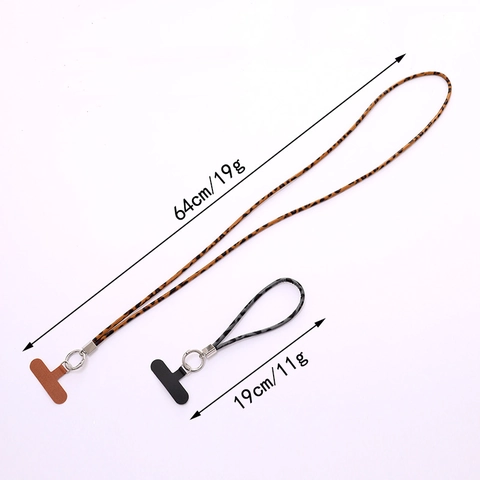 Leopard Print Phone Lanyard PU Leather Crossbody Chain Wrist Strap Anti-lost Charm With Metal Ring Gasket For Women Accessory