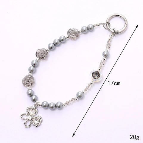 Elegante Rose Künstliche Perle Perlen Telefonkette Schmetterling Anhänger Tasche Charm Für Damen Handgefertigte Mode Schmuck Dekoration