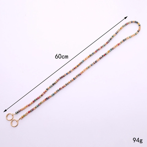 Vintage Colorful Glass Beaded Crossbody Phone Chain And Bag Pendant With Gold Alloy Ring Anti-Lost Strap For Women Jewelry