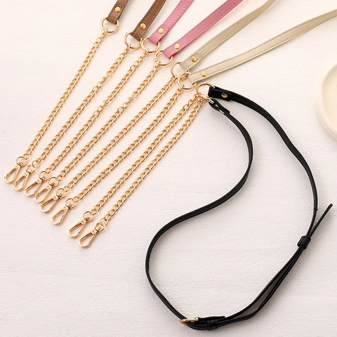 Adjustable PU Leather Metal Chain Bag Strap Crossbody Phone Lanyard Replacement Shoulder Belt For Women Fashion Handbag Accessory