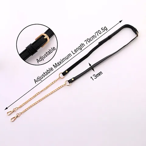 Adjustable PU Leather Metal Chain Bag Strap Crossbody Phone Lanyard Replacement Shoulder Belt For Women Fashion Handbag Accessory