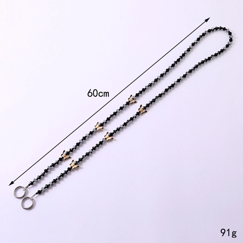 Butterfly Crystal Beaded Crossbody Chain For Phone Bag Strap Replacement Alloy Butterfly Charm Lanyard Women Fashion Accessories