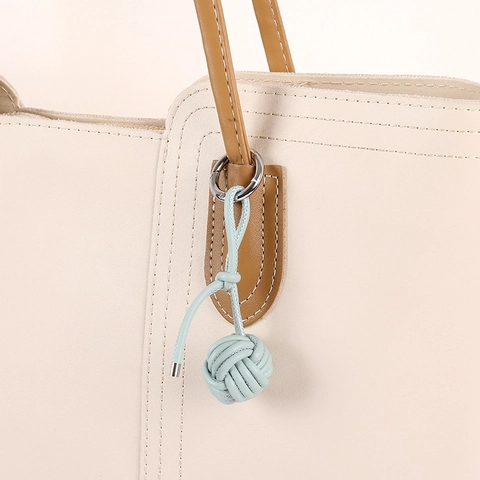 Braided PU Leather Ball Keychain Hand-woven Korean Style Candy Color Bag Pendant For Women Accessories Phone Charm Decorative Gift