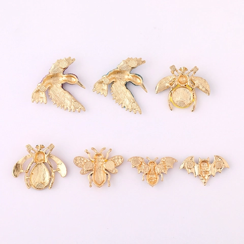 Vintage Zinc Alloy Enamel Animal Charms With Rhinestone Hummingbird Bee Bat For DIY Jewelry Making Shoe Decoration Women