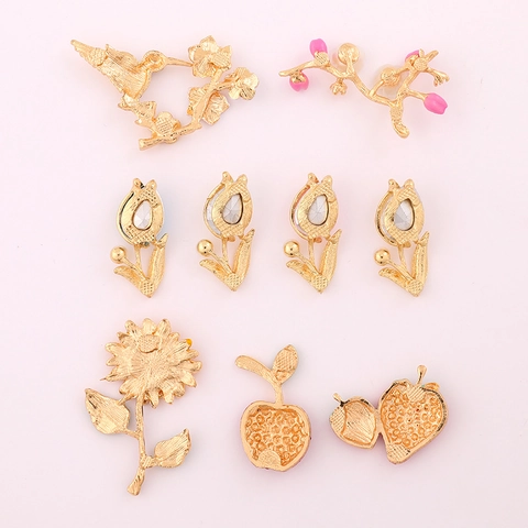 Accessori per Gioielli DIY in Lega di Zinco Fiori Frutta Smalto Strass Tulipan Fragola Charms per Cover Cellulare Scarpe