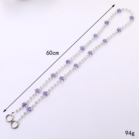 Transparente Glas Stern Perlen Crossbody Kette Für Tasche Handy Anti-Verlust Lanyard Mit Silber Metall Schnallen Mode Anhänger